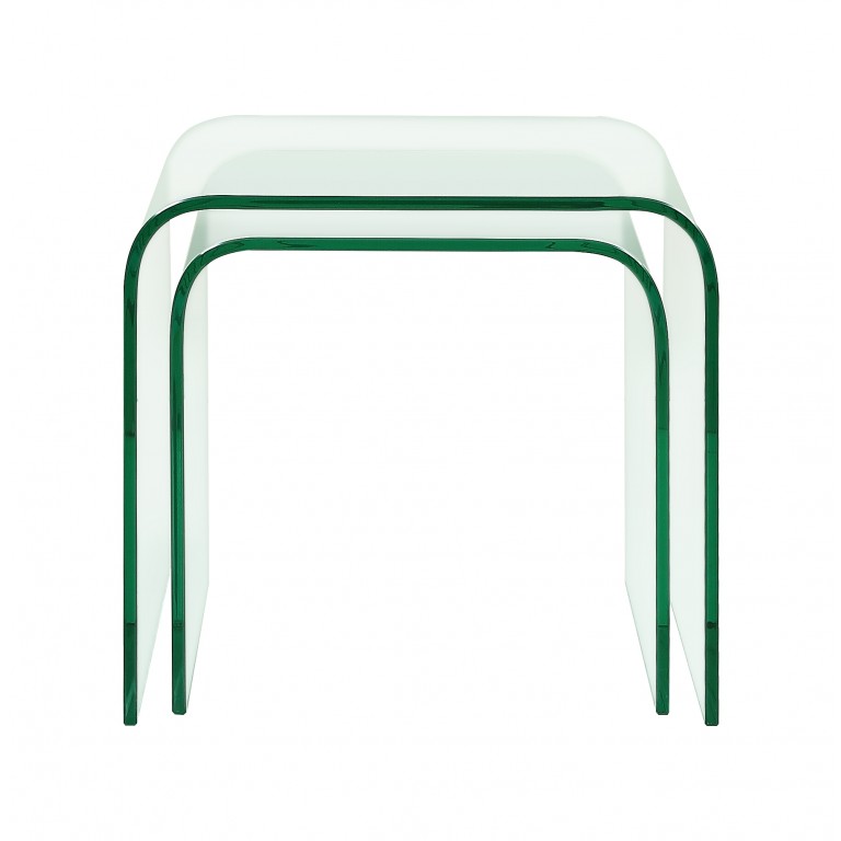 GLASS NEST OF 2 CURVED TABLES
