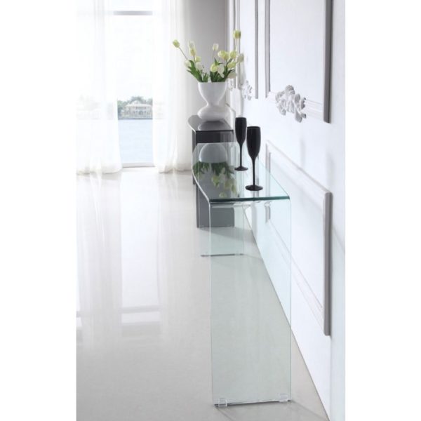 Curved clear glass console table - Glass Tables Online