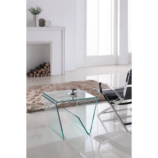 Clear Glass Media Side Table - Glass Tables Online
