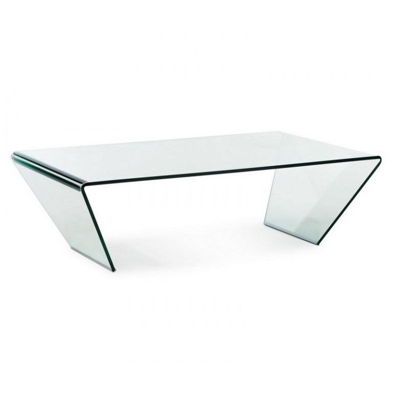 Angled funky clear glass coffee table