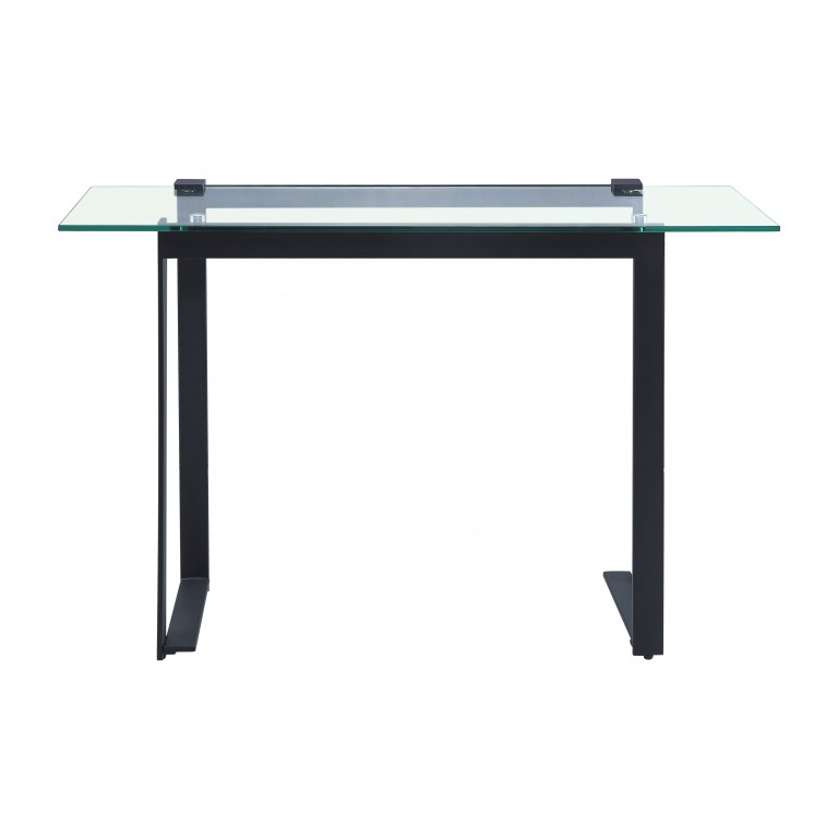 black metal framed clear glass console table - Glass Tables Online