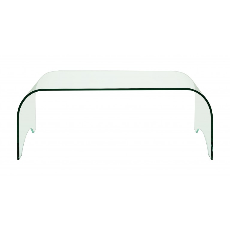 Small clear glass curved coffee table