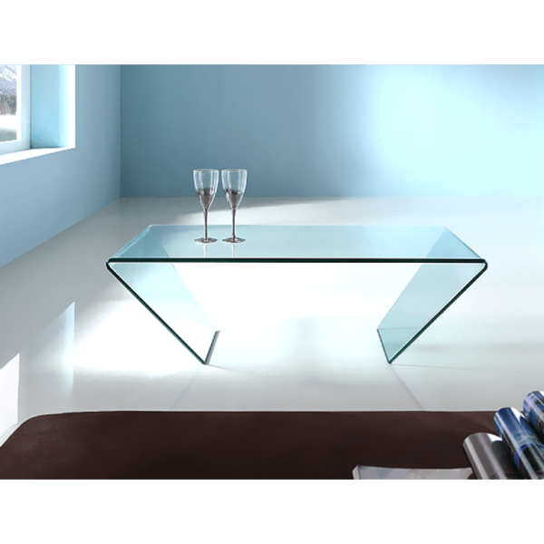 Angled funky clear glass coffee table