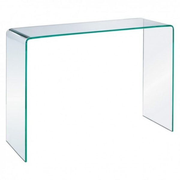 Clear Bent glass console table - Glass Tables Online
