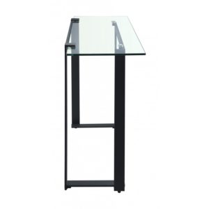 Clear Glass Console Table on Black Iron Frame