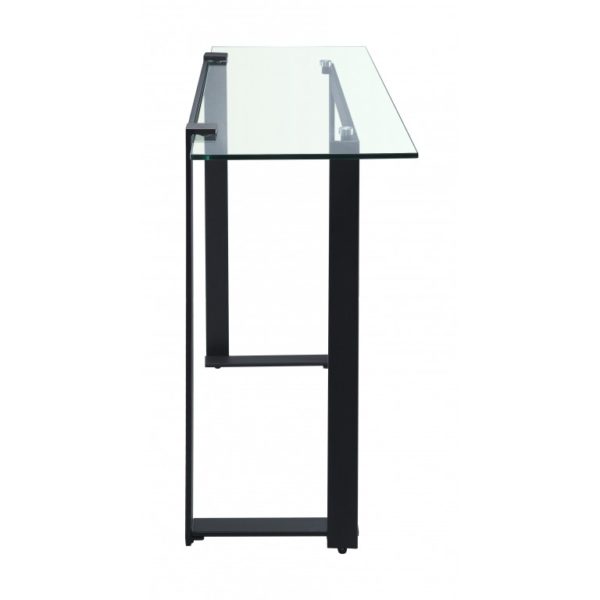 black metal framed clear glass console table - Glass Tables Online