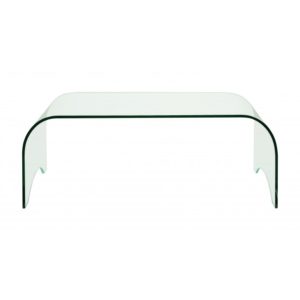 Small clear glass curved coffee table