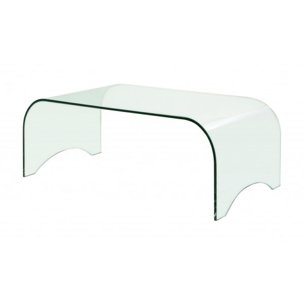 Small clear glass curved coffee table