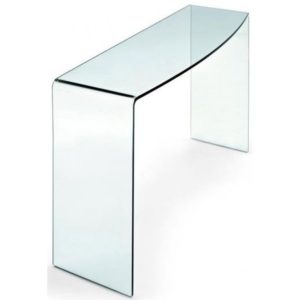 Curved clear glass console table - Glass Tables Online