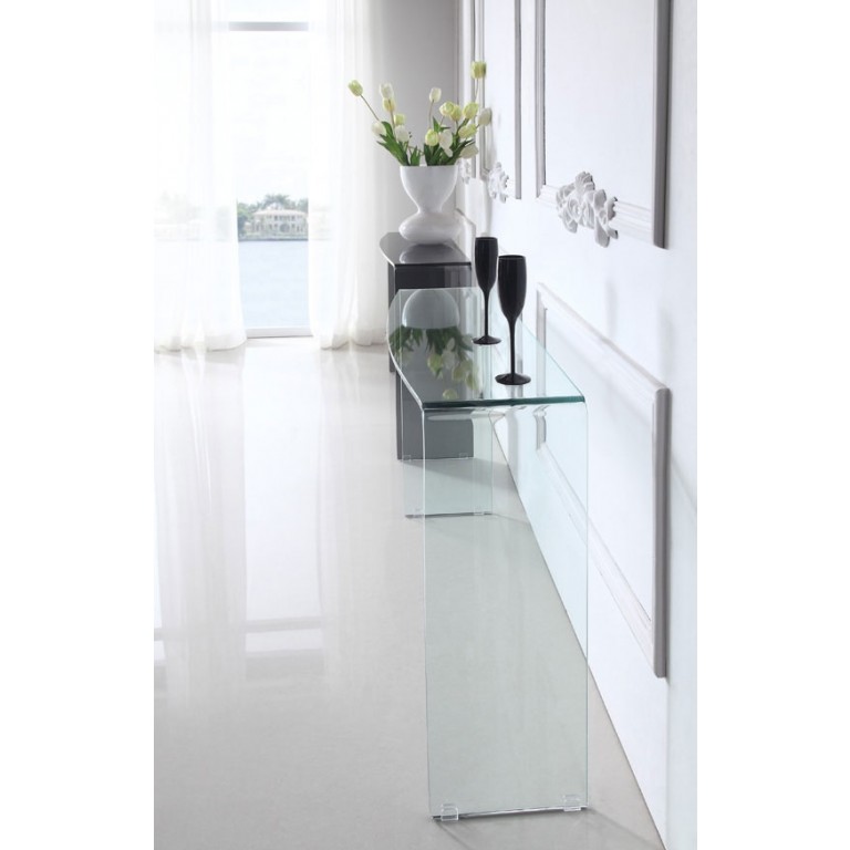 Glass Console Table Curved Modern, Stylish, Retro & Contemporary