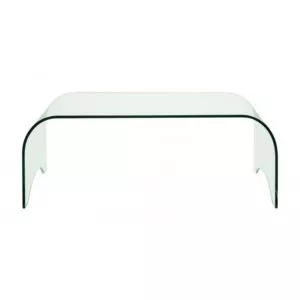 Small clear glass curved coffee table