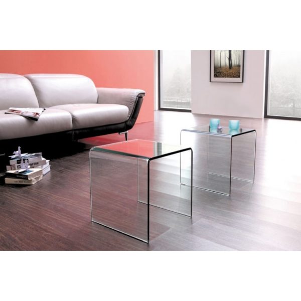 Pair of clear glass side tables - Glass Tables Online