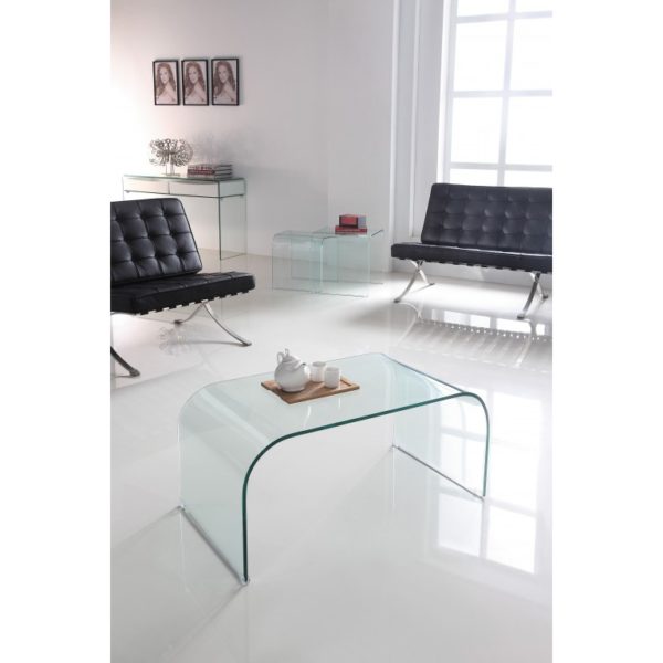 clear glass extra curved coffee table