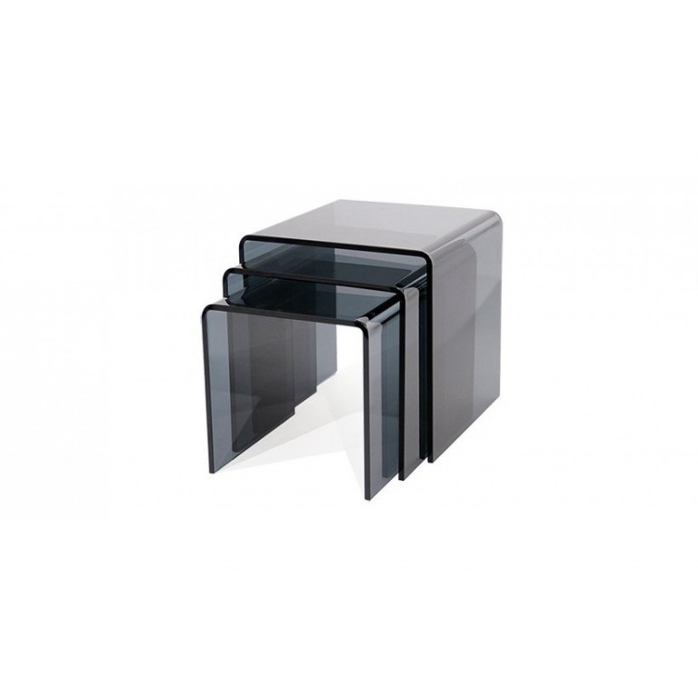 Smoked Grey three nested glass side tables
