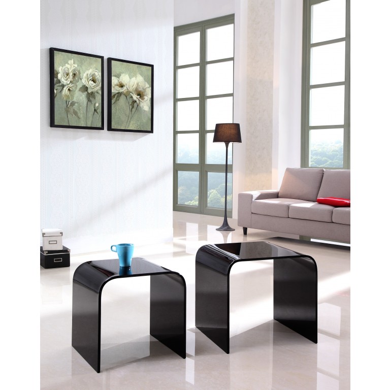 black glass nested curved tables