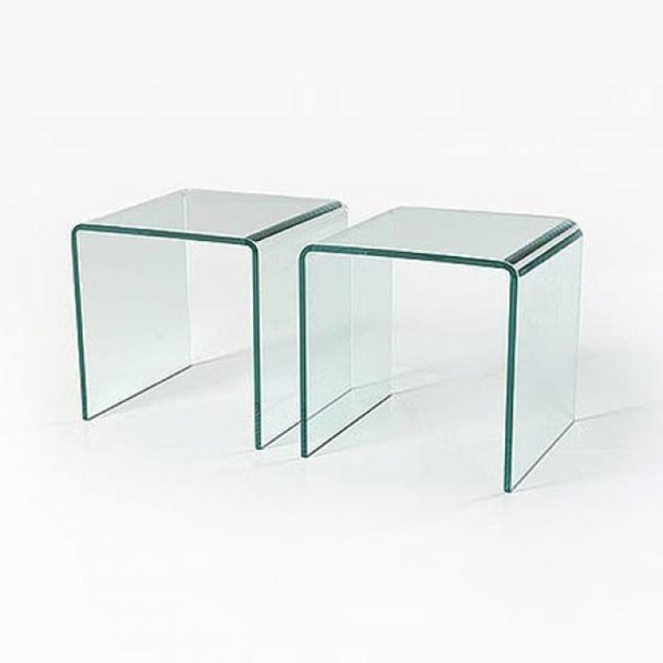 Pair of clear glass side tables - Glass Tables Online