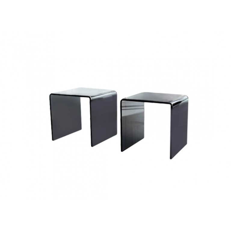 Pair Of Smoked Glass Side Tables Modern Stylish Retro And Contemporary Glass Tables By Glass 0939