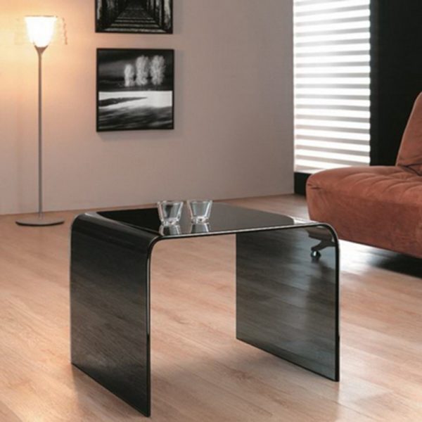 Smoked grey glass side table - Glass Tables Online
