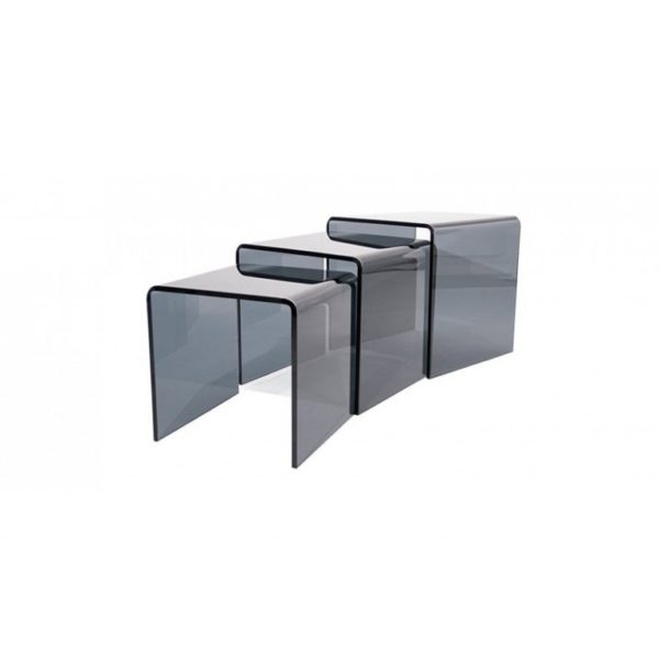 Smoked Grey three nested glass side tables
