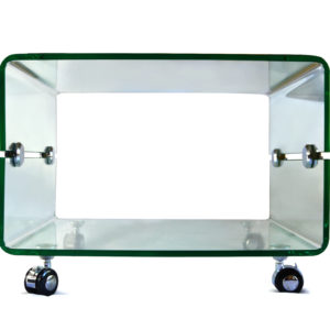 Clear Glass Side Table on Caster Wheels