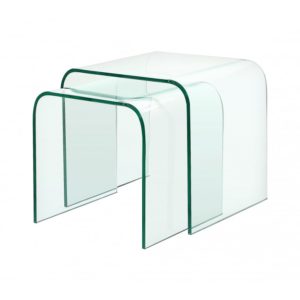 Curved clear glass nested tables