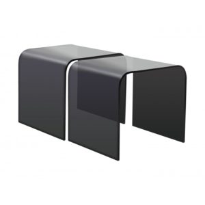 Pair of black glass extra curved side tables - Glass Tables Online