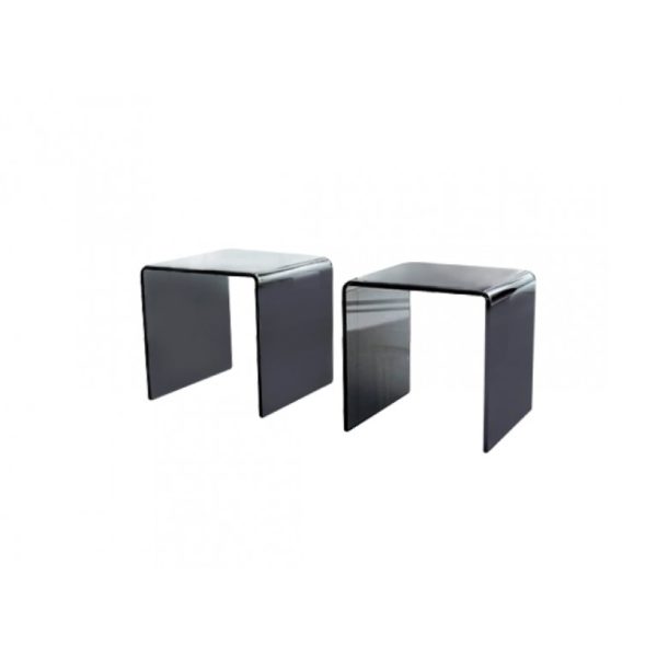 Pair of smoked grey glass side tables - Glass Tables Online