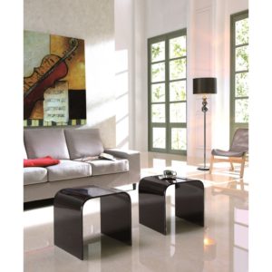 Pair of Black Glass Side Tables
