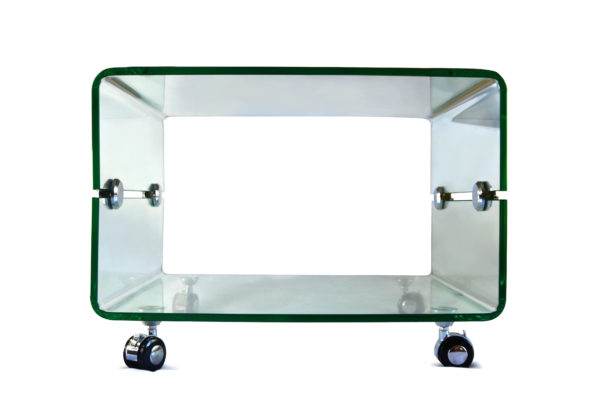 Glass Side table on casters - Glass Tables Online