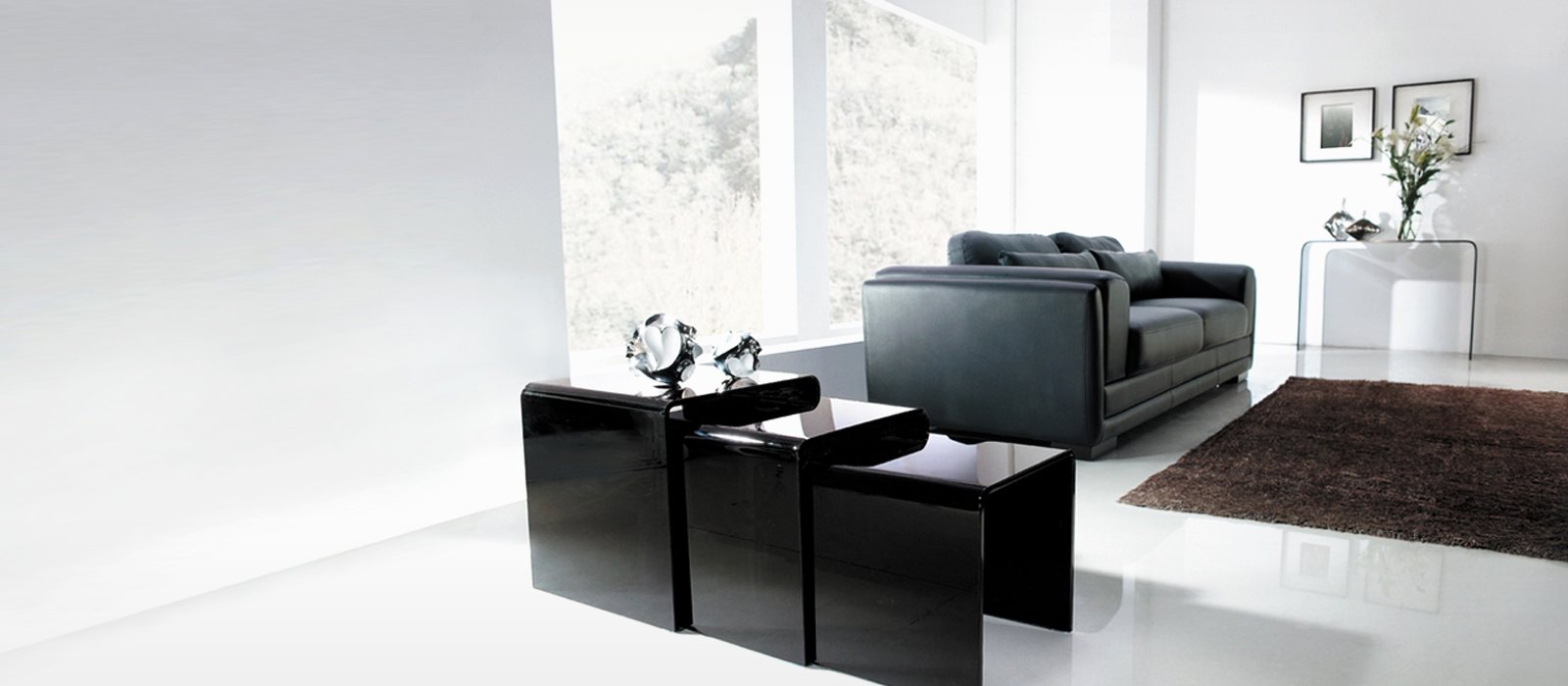 Black Nested Glass Tables - Glass Tables Online